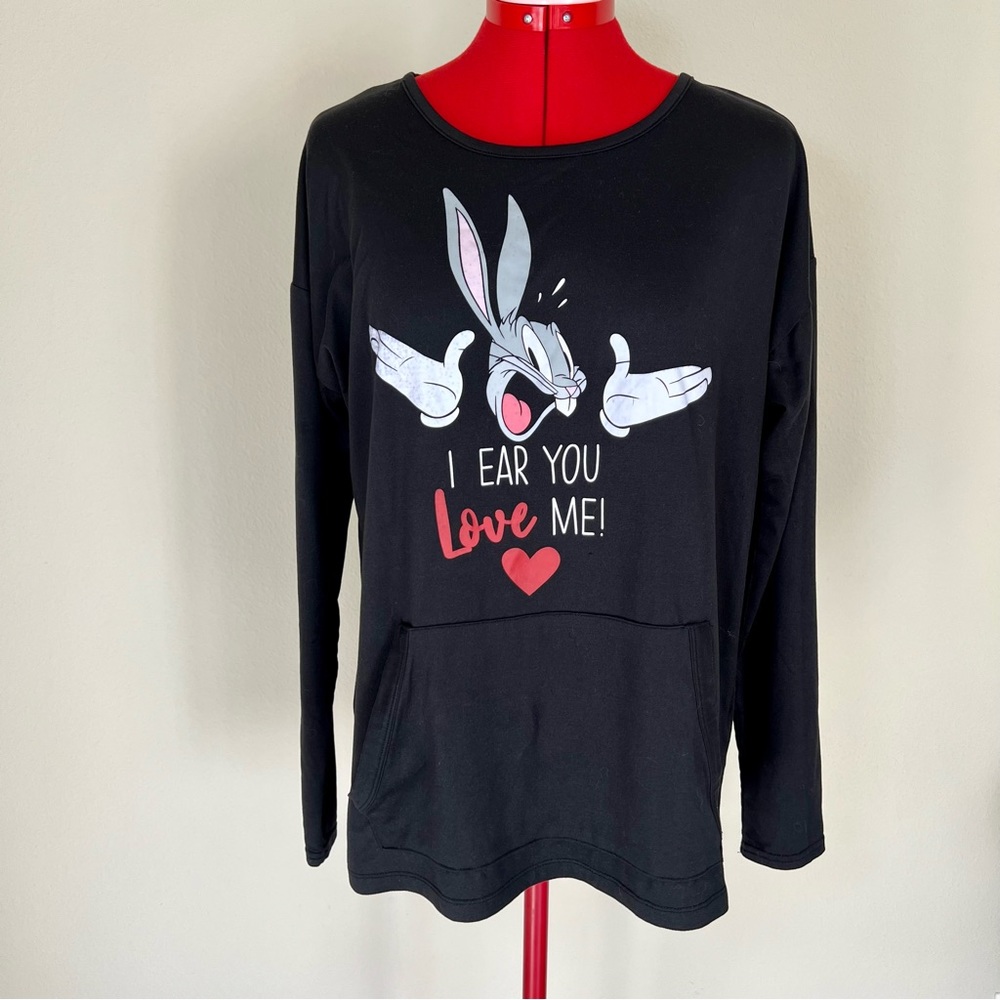 Looney Tunes Sleepwear Pajama Top Bugs Bunny Long Sleeve Small